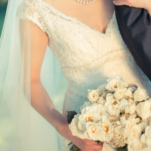 David's bridal allover lace trumpet gown - Picture 6 of 11